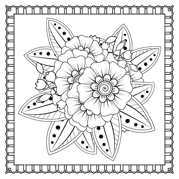 Mehndi Kwiat Do Dekoracji Tatuażu Z Henny Mehndi Dekoracyjny Ornament W Etnicznym Stylu Orientalnym