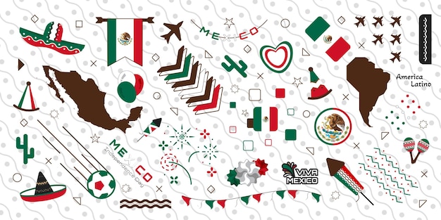 Meksyk Elementy Narodowe Symbol Narodowy Ikona Dzień Niepodległości Tło