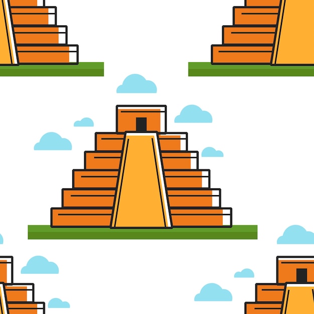 Plik wektorowy meksyk punkt orientacyjny piramida majów wzór starożytna architektura wektor budynek schody kształt antyczna cywilizacja historyczna konstrukcja niekończąca się tekstura podróże i turystyka meksykańskie zabytki