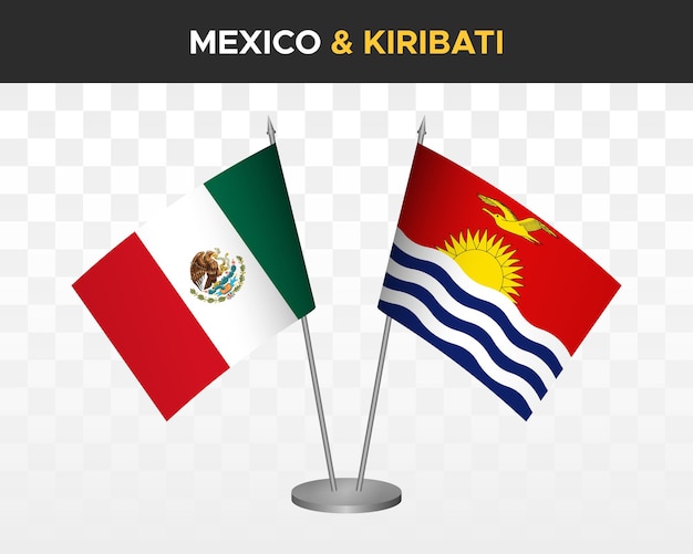 Meksyk Vs Kiribati Flagi Na Biurko Makieta Na Białym Tle Ilustracja Wektorowa 3d Meksykańska Flaga Stołu