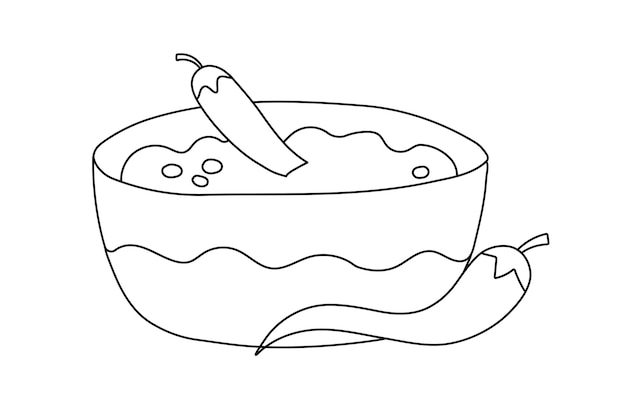 Meksykański gorący sos chili ze świeżą surową papryką Ilustracja wektora płaskiego