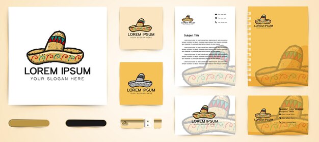 Meksykański Kapelusz Na Logo Tacos I Szablon Marki Biznesowej Wzory Inspiracji Na Białym Tle