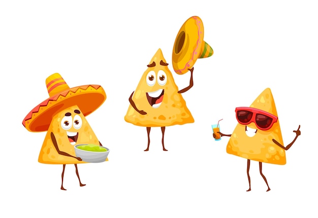 Plik wektorowy meksykańskie chipsy nachos na fiestę rekreacyjną w sombrero