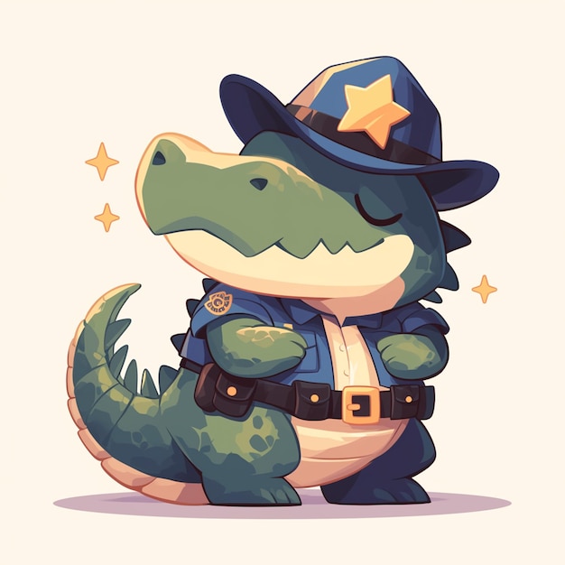 Plik wektorowy melodyjny krokodyl policjant w stylu kreskówki