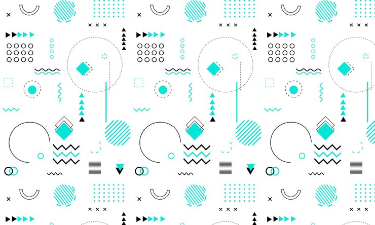 Wektor memphis bezszwowy wzór geometryczny bezszwový wzór różne kształty moda styl lat 80-tych i 90-tych