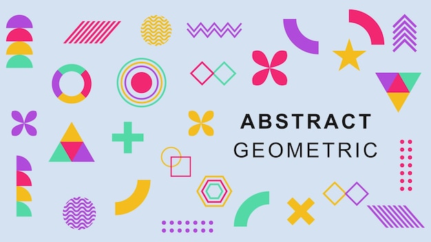 Memphis geometryczne kolorowe kształty tapeta tło. Ilustracja wektorowa.