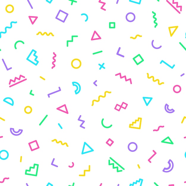 Memphis wzór składający się z geometrycznych kształtów na białym tle Vector Illusration