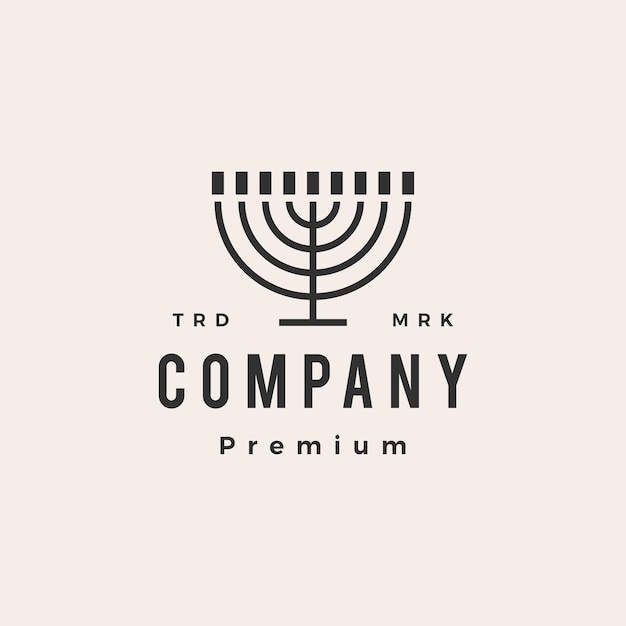 Menora Chanuka świeca żydzi Judaizm Hipster Vintage Logo Ikona Ilustracja