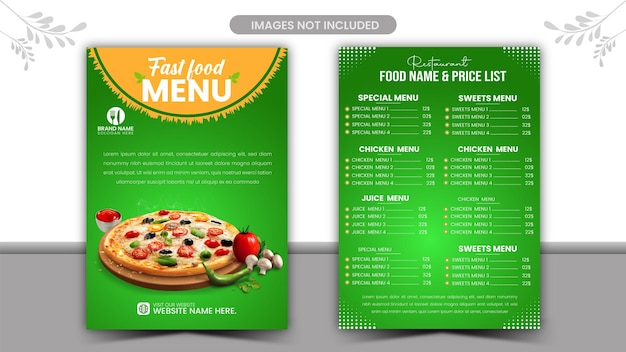 menu dla menu, na którym jest napisane menu jedzenia