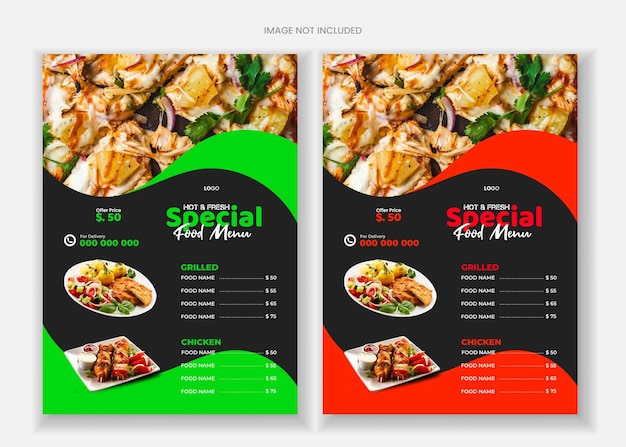 menu dla restauracji o nazwie Food Flyer