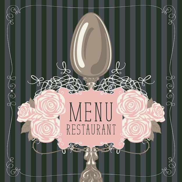 Plik wektorowy menu dla restauracji z łyżką i różami
