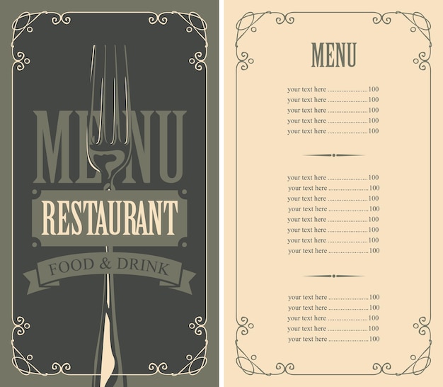 Menu Dla Restauracji Z Widelcem