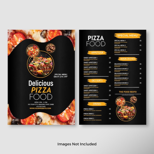 Menu dla tradycyjnej włoskiej restauracji