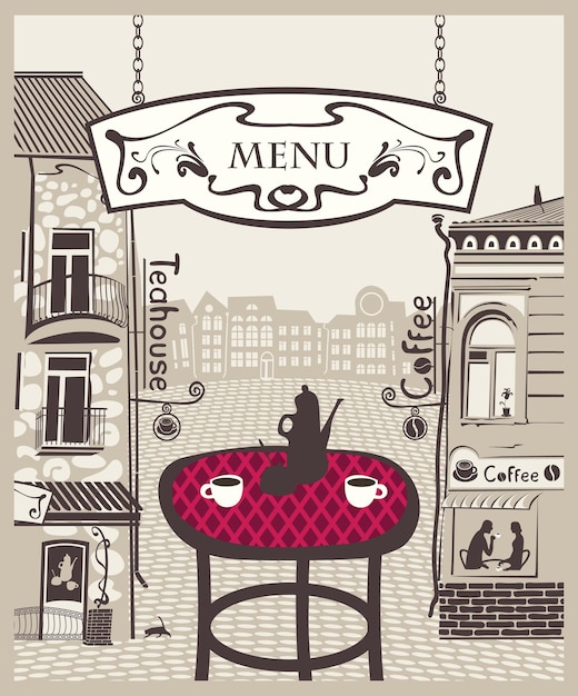 Plik wektorowy menu dla ulicznej kawiarni