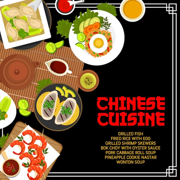 Plik wektorowy menu kuchni chińskiej obejmuje dania i dania azjatyckie