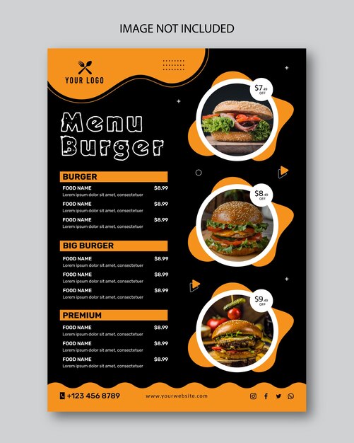 Menu Restauracji Burgery I Szablon Ulotki