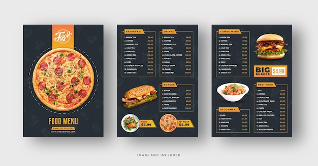 Menu restauracji i szablon ulotki