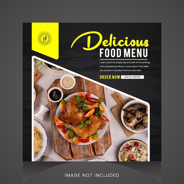 Menu restauracji, która jest otwarta na stronie z napisem „menu pysznego jedzenia”.