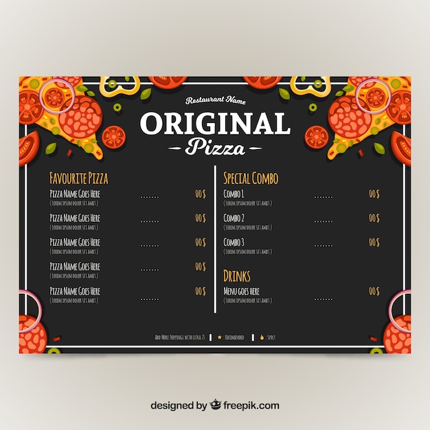 Menu Restauracji, Oryginalna Pizza