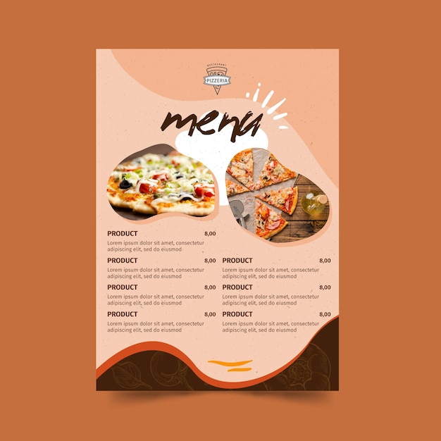 Plik wektorowy menu restauracji pizza