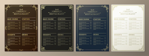 Menu Restauracji W Eleganckim Ozdobnym Stylu