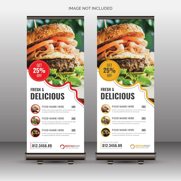 Menu Restauracji żywności Roll Up Banner Szablon X Banner Vector Design Do Użytku Komercyjnego