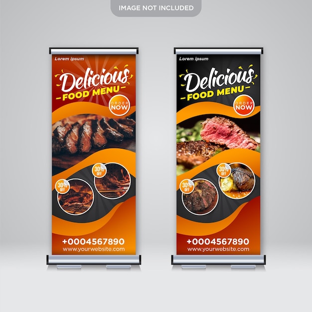 Plik wektorowy menu stek wołowy roll up standee banner design template