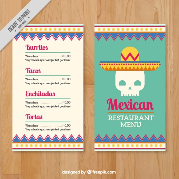 Menu Szablon Z Mexican Czaszki