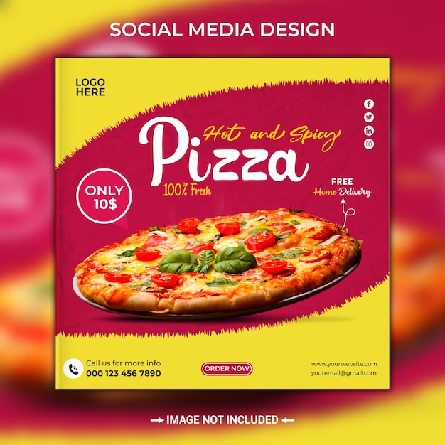 Menu Z Jedzeniem I Pyszna Pizza W Mediach Społecznościowych Lub Szablon Banera Na Instagram