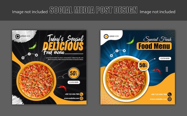 Menu żywności I Restauracja W Mediach Społecznościowych Publikują Szablon Banera Internetowego