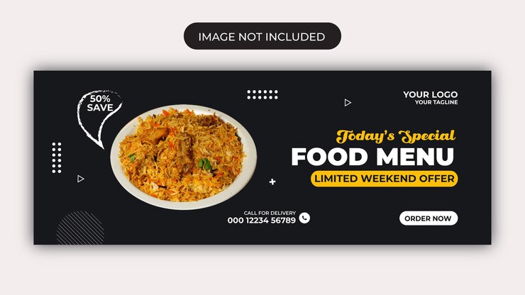 Menu żywności i szablon banera na okładkę restauracji na Facebooku
