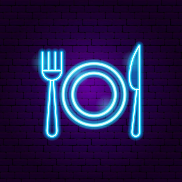 Menu żywności Neon Znak. Ilustracja Wektorowa Promocji Kawiarni.