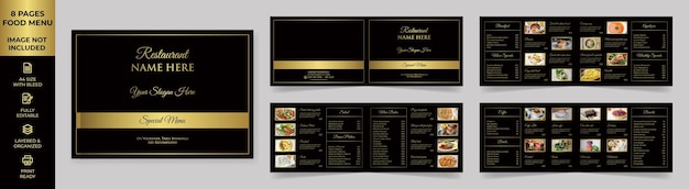 Plik wektorowy menu żywności szablon broszury menu żywności krajobraz szablon broszury menu luksusowe prosty nowoczesny układ