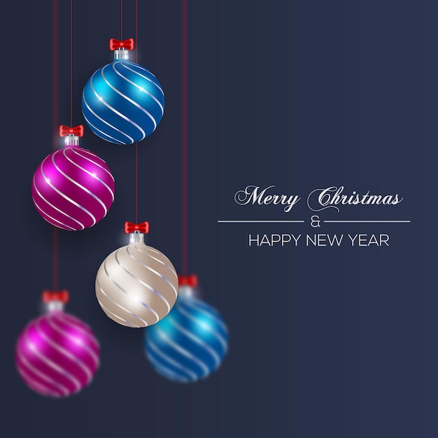Merry Christmas Ball Czerwony Srebrny Niebieski Kolor Świąteczny Styl