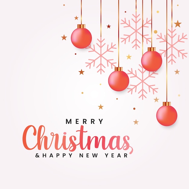 Merry Christmas Banner Z Realistycznymi Czerwonymi Kulkami