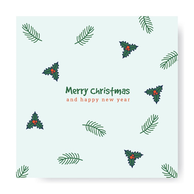 Merry Christmas Season Greeting Card Zaproszenie Z Ręcznie Rysowane Szablon Wektor Gotowy Do Druku