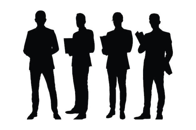Męscy prawnicy i doradcy z anonimowymi twarzami Sylwetka męskiego biznesmena na białym tle Kolekcja sylwetek prawników chłopców Mężczyzn prawników w garniturach i stojących pakietach sylwetek