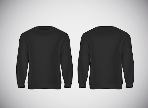 Męska czarna bluza z kapturem. Realistyczna makieta. Szablon bluzy z długim rękawem na tle.