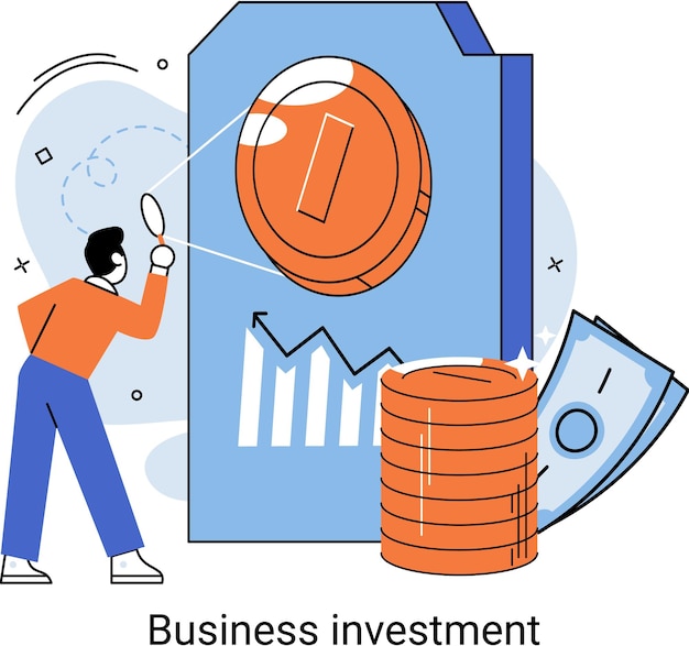 Plik wektorowy metafora inwestycji biznesowych kapitał inwestycyjny dla pomnażania zysków i dochodów kupowanie akcji i funduszy nowoczesna gospodarka strategia inwestorska finansowanie działalności gospodarczej dochód aktywny lub pasywny