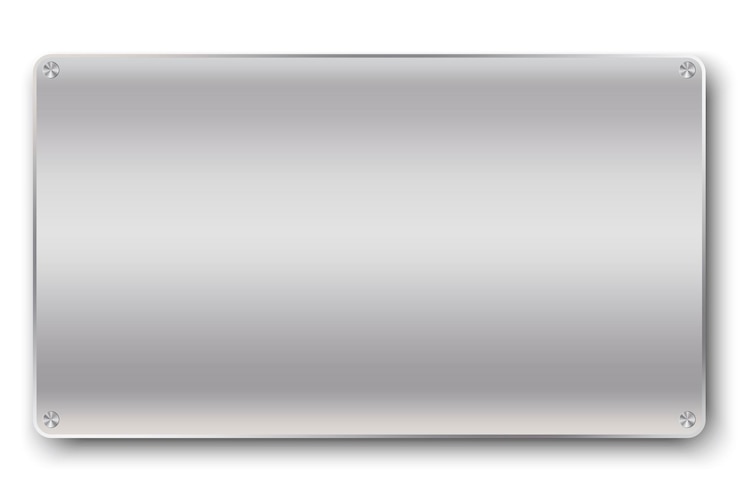 Wektor metalowa tabliczka stalowy znak baner ze stali nierdzewnej aluminiowy znak żelazny panel srebrna płaska powierzchnia obraz wektorowy