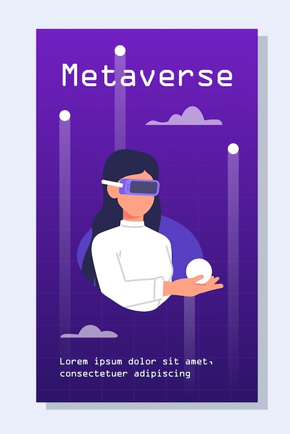 Metaverse Neonowy Plakat Wektorowy