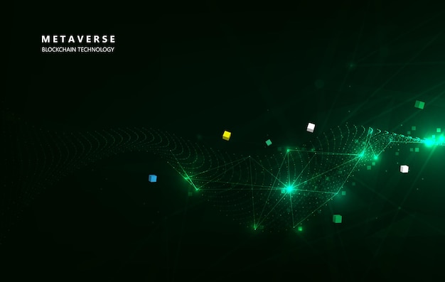 Metaverse wirtualna rzeczywistość rozszerzona rzeczywistość i technologia blockchain interfejs użytkownika doświadczenie 3D Word metaverse z mapą świata globus w futurystycznym środowisku tła