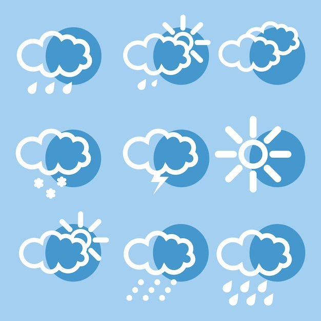 Meteorologia Ikony Pogody Z Nowoczesnym Wzornictwem Na Niebieskim Tle