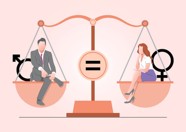 Plik wektorowy mężczyzna i kobieta reprezentujący równość płci