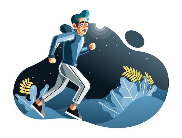 Mężczyzna Jogging W Nocy Ilustracji Wektorowych