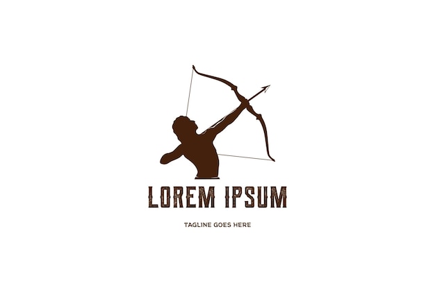 Mężczyzna Mężczyzna Herkules Herakles łuk łuk Longbow Strzałka Mięśni Mit Grecki łucznik Wojownik Sylwetka Logo Design Vector