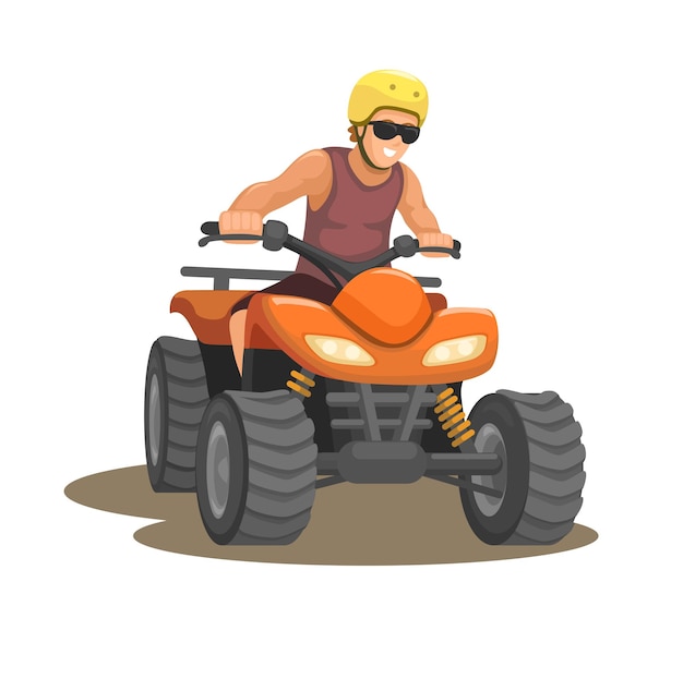 Mężczyzna na ATV Wektor ilustracji kreskówki