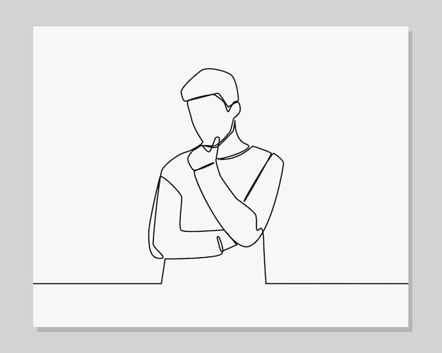 Mężczyzna patrzący w bok ciągła jedna linia ilustracja