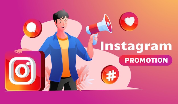 Mężczyzna Trzymający Megafon Promujący Konta Na Instagramie