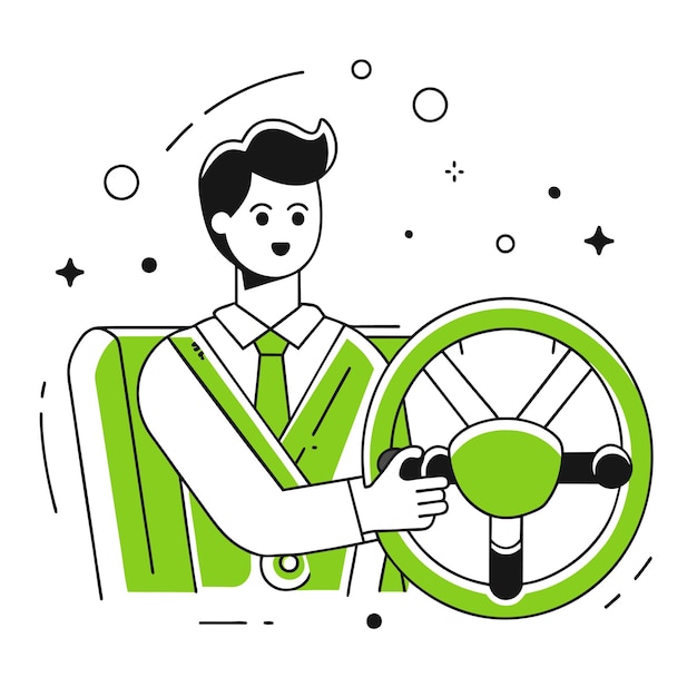 Mężczyzna trzymający wpatrywaną ilustrację biznesową